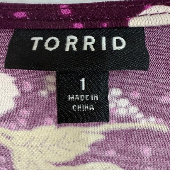 Torrid purple Pleated Sundress Flutter Sleeves floral size 14/16 plus size dress - Picture 4 of 9